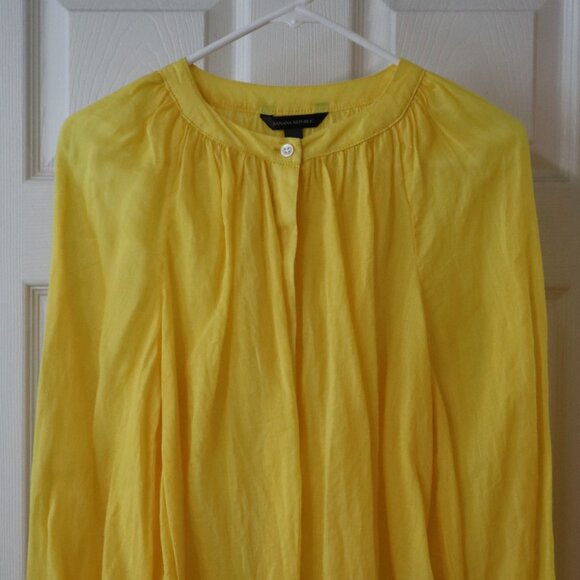 Banana Republic | Yellow Ramie Balloon Sleeve Blouse, Size XS - Picture 3 of 7
